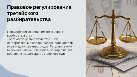 Правовое регулирование третейского разбирательства