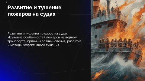 особенности развития и тушение пожара на водном транспорте
