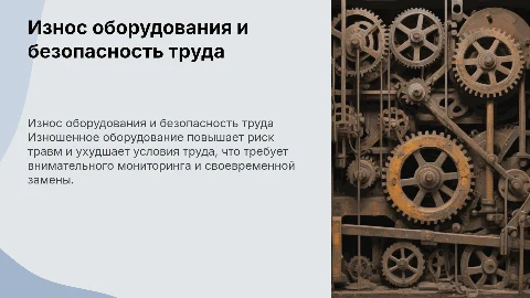 Износ оборудования и его влияние на травмоопасность труда