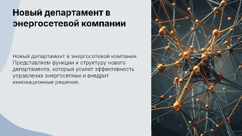 Презентация функций нового департамента в энергосетевой организации