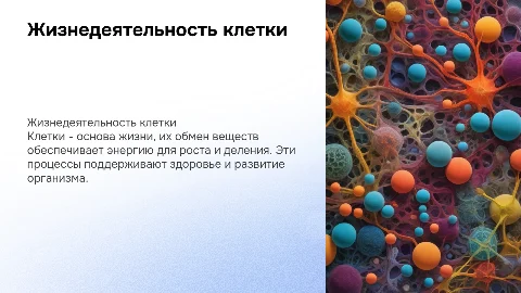 Жизнедеятельность клетки: обмен веществ, рост, деление