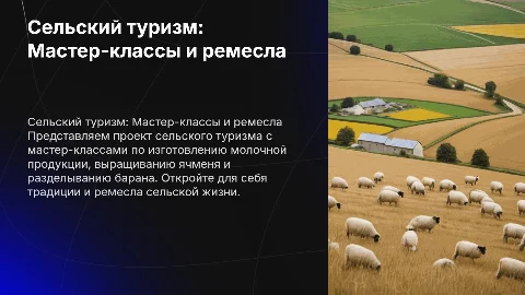 Проект организации сельского туризма с мастер-классами