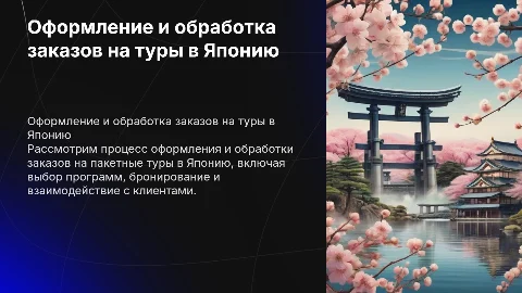 Оформление и обработка заказа на пакетный тур в Японию
