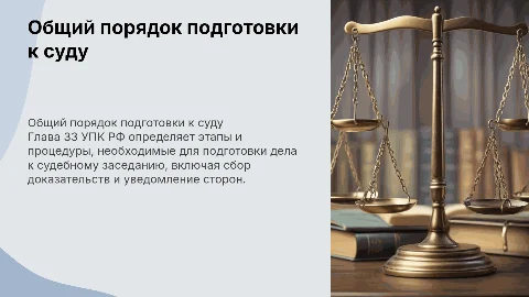 Общий порядок подготовки к судебному заседанию в УПК РФ