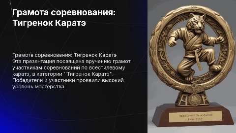 Грамота соревнования по всестилевому каратэ тигренок каратэ