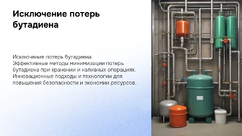 Исключение потерь бутадиена при хранении и слива наливных операций