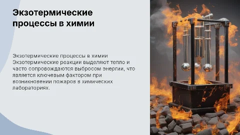 Экзотермические процессы при пожаре в химии