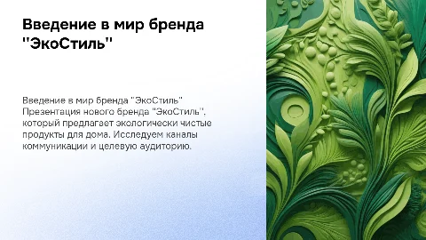 Презентация выдуманного бренда ''ЭкоСтиль'': каналы и аудитория