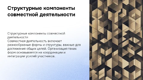 Структурные компоненты совместной деятельности и их формы