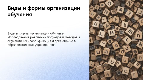 Понятие о видах и формах организации обучения, их классификация