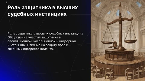 Участие защитника в апелляционной и кассационной инстанциях