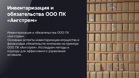 Инвентаризация имущества и финансовых обязательств ООО ПК «Ангстрем»