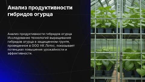 Анализ продуктивности гибридов огурца в защищенном грунте