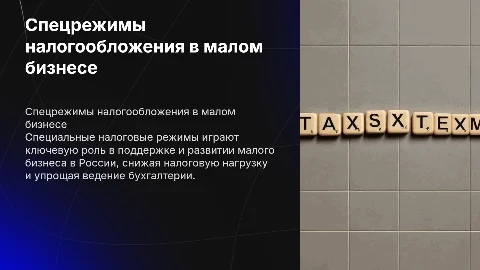 Роль специальных режимов налогообложения в малом бизнесе