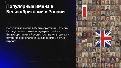 Самые популярные имена в Великобритании и России