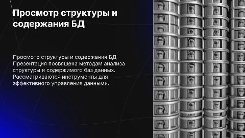 просмотр содержания и структуры БД