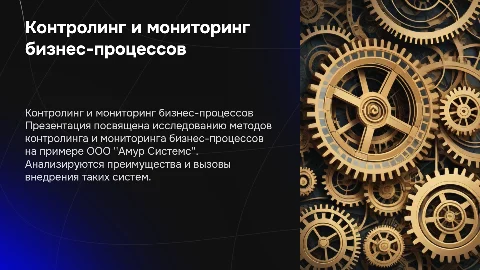 Презентация для защиты дипломной работы: Контролинг бизнес-процессов
