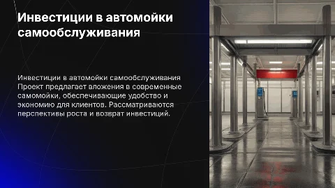 Инвестиционный проект про самомойку машин