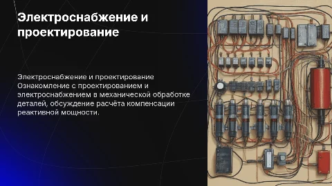 Проектирование и электроснабжение в механической обработке
