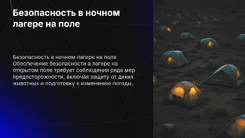 Требования безопасности при ночевке в разбитом в поле лагере