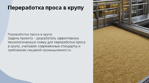 Разработка технологической схемы переработки проса в крупу