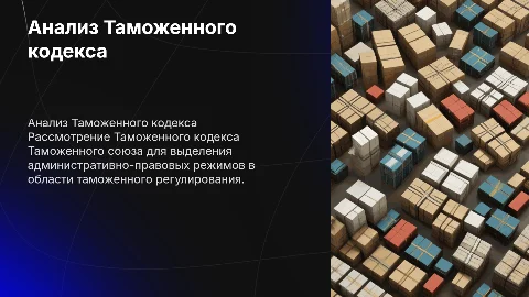 Анализ Таможенного кодекса Таможенного союза и режимы