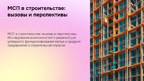 Выпускная квалификационная работа: МСП в строительстве