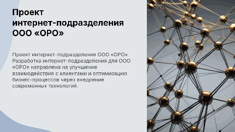 Разработка проекта интернет-подразделения для ООО «ОРО»