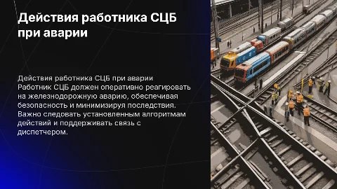 Действия работника сцб при железнодорожной аварии