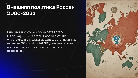 Внешняя политика России 2000-2022: международные организации
