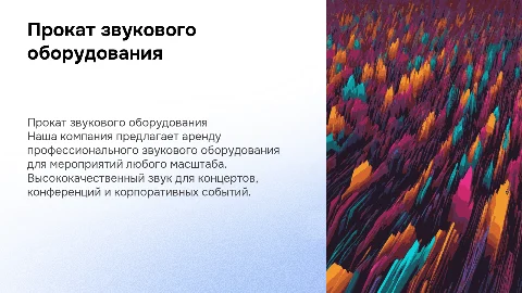 Бизнес - прокатная компания, специализирующаяся на звуке
