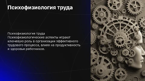 Психофизиологические основы организации трудового процесса