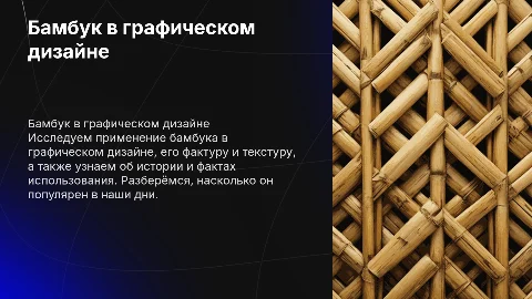 Презентация о применении бамбука в графическом дизайне
