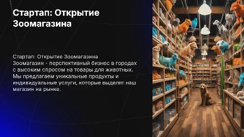 стартап открытие зоомагазина