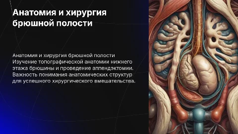 Топографическая анатомия и хирургия нижнего этажа брюшины