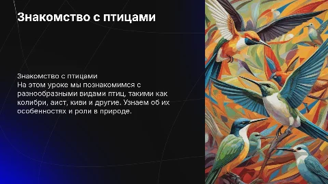 Презентация о птицах для второго класса: колибри, аист и другие