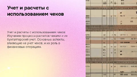 расчеты чеками, их учет