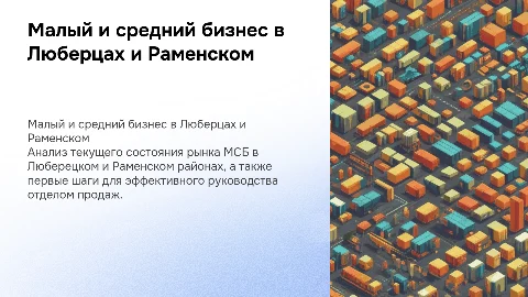 Рынок МСБ в Люберцах и Раменском: первые шаги в продажах