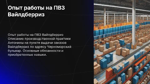 Производственная практика на ПВЗ Вайлдберриз: опыт Антонины