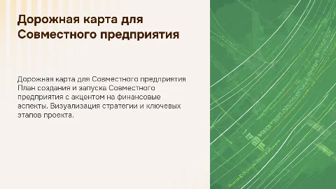 Дорожная карта по созданию проекта и запуску Совместного предприятия