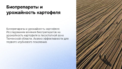 Влияние биопрепаратов на урожайность картофеля в Тюменской области