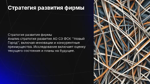 Стратегия развития фирмы АО СЗ ФСК "Новый Город"