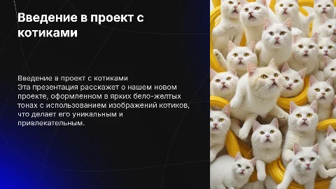 Яркая презентация в бело-желтых цветах с котиками