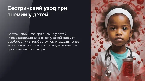 Сестринский уход при железодефицитной анемии дети