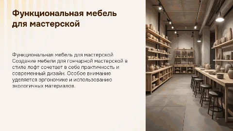 Разработка функциональной мебели для гончарной мастерской
