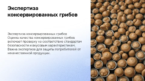 Экспертиза и оценка качества грибов консервированных