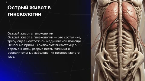 Острый живот в гинекологии. Определение понятия. Причины