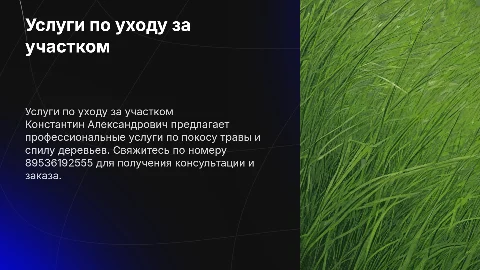 Услуги Константина Александровича: покос травы и спил деревьев