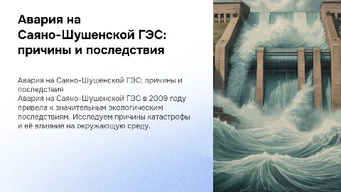 Причины аварии на Саяно-Шушенской ГЭС и её последствия