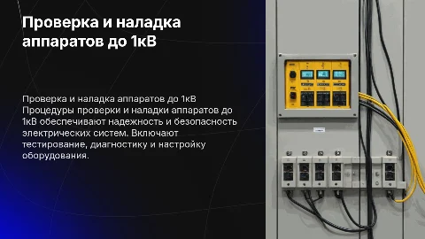 Проверка и наладка аппаратов до 1кВ